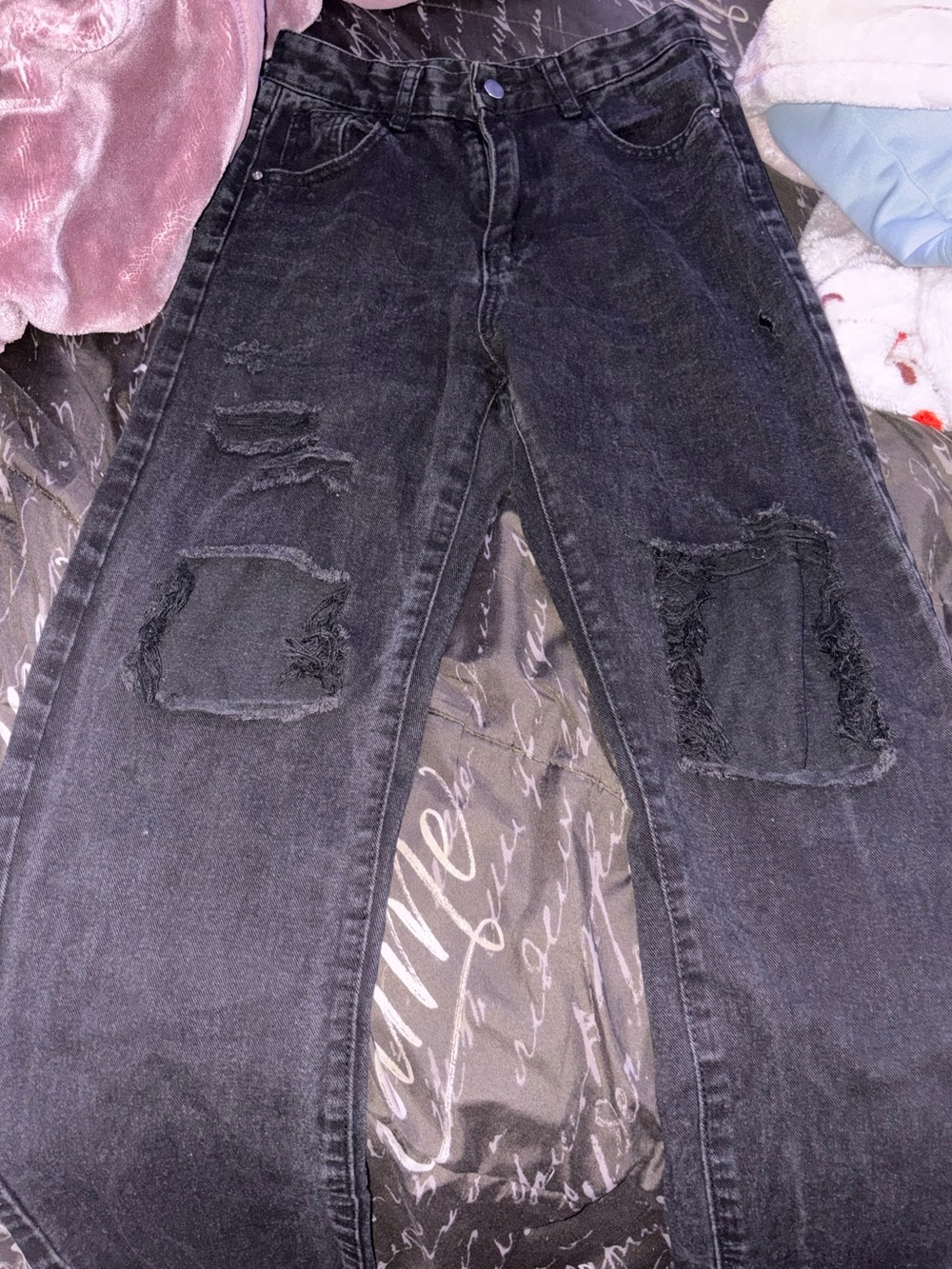 Black Distressed High-Rise Women’s Jeans
